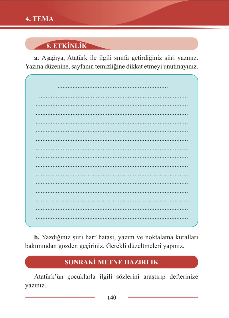 2. Sınıf Türkçe Ders Kitabı Cevapları Bilim ve Kültür Yayınları Sayfa 140