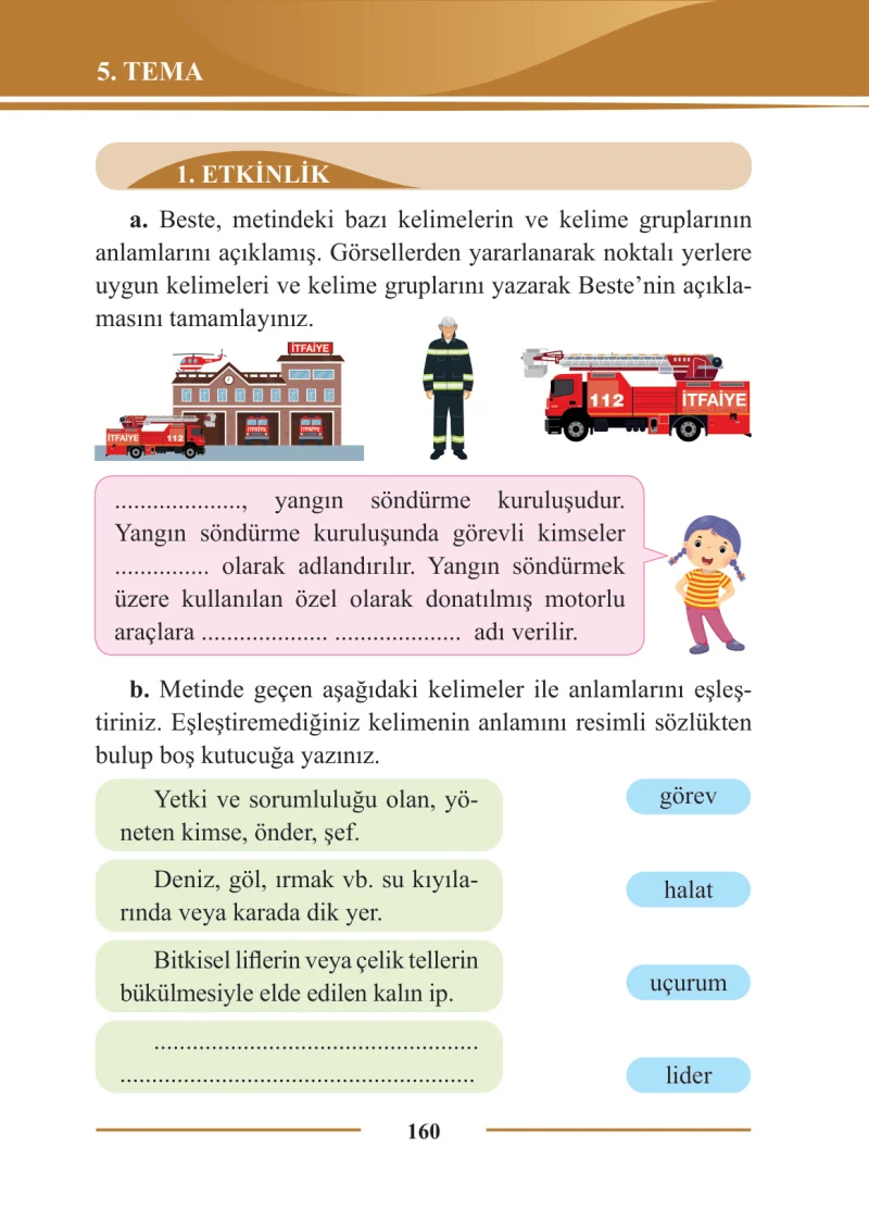 2. Sınıf Türkçe Ders Kitabı Cevapları Bilim ve Kültür Yayınları Sayfa 160