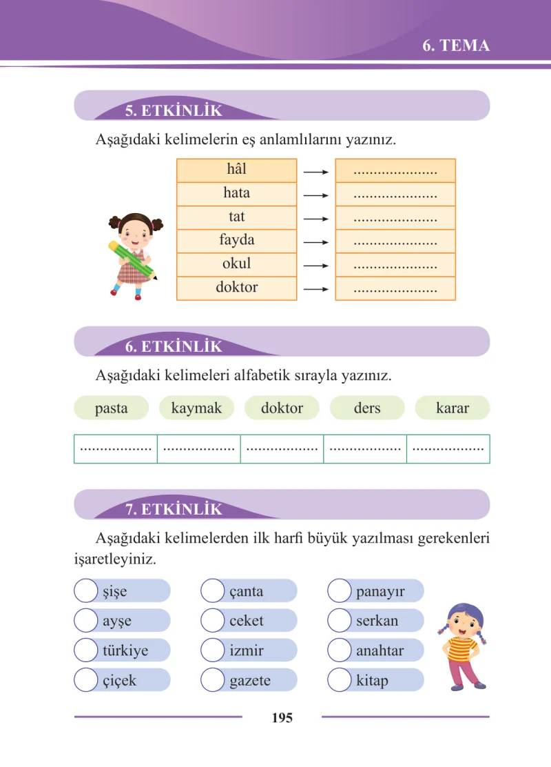 2. Sınıf Türkçe Ders Kitabı Cevapları Bilim ve Kültür Yayınları Sayfa 195