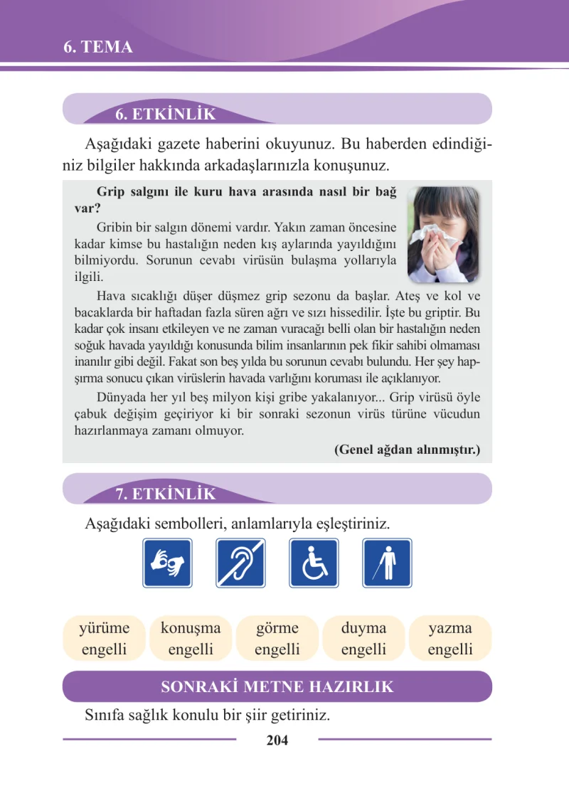 2. Sınıf Türkçe Ders Kitabı Cevapları Bilim ve Kültür Yayınları Sayfa 204