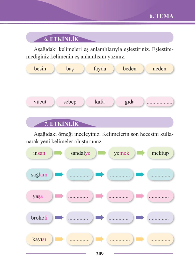 2. Sınıf Türkçe Ders Kitabı Cevapları Bilim ve Kültür Yayınları Sayfa 209