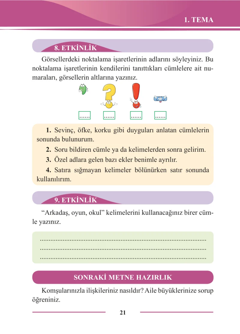 2. Sınıf Türkçe Ders Kitabı Cevapları Bilim ve Kültür Yayınları Sayfa 21