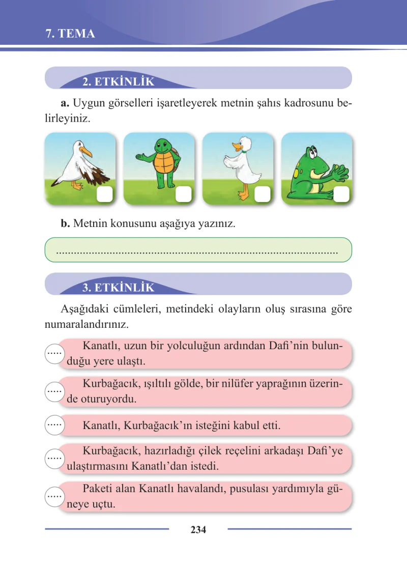 2. Sınıf Türkçe Ders Kitabı Cevapları Bilim ve Kültür Yayınları Sayfa 234
