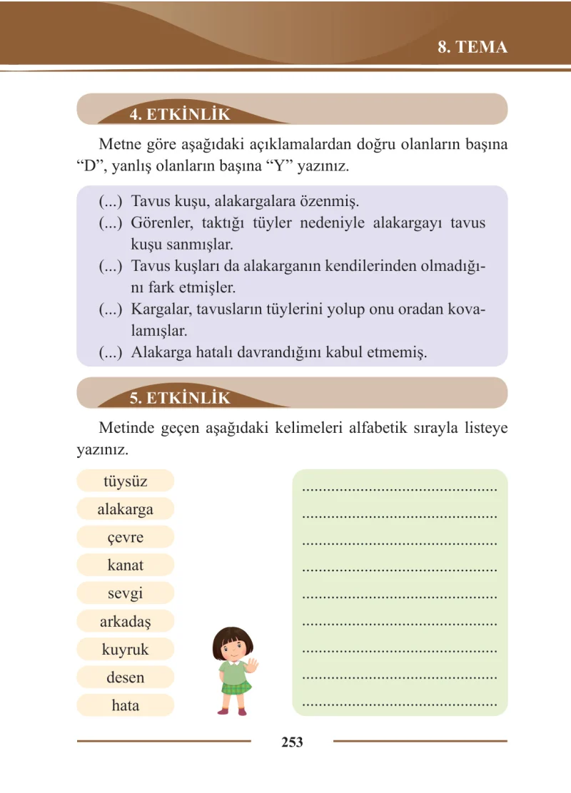 2. Sınıf Türkçe Ders Kitabı Cevapları Bilim ve Kültür Yayınları Sayfa 253