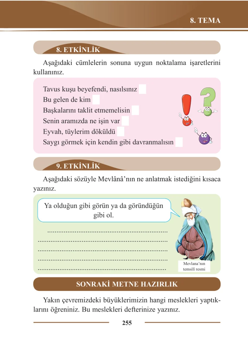 2. Sınıf Türkçe Ders Kitabı Cevapları Bilim ve Kültür Yayınları Sayfa 255