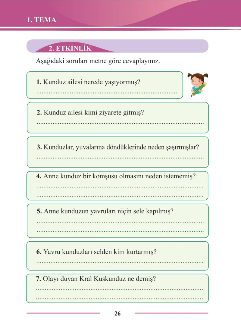 2. Sınıf Türkçe Ders Kitabı Cevapları Bilim ve Kültür Yayınları Sayfa 26
