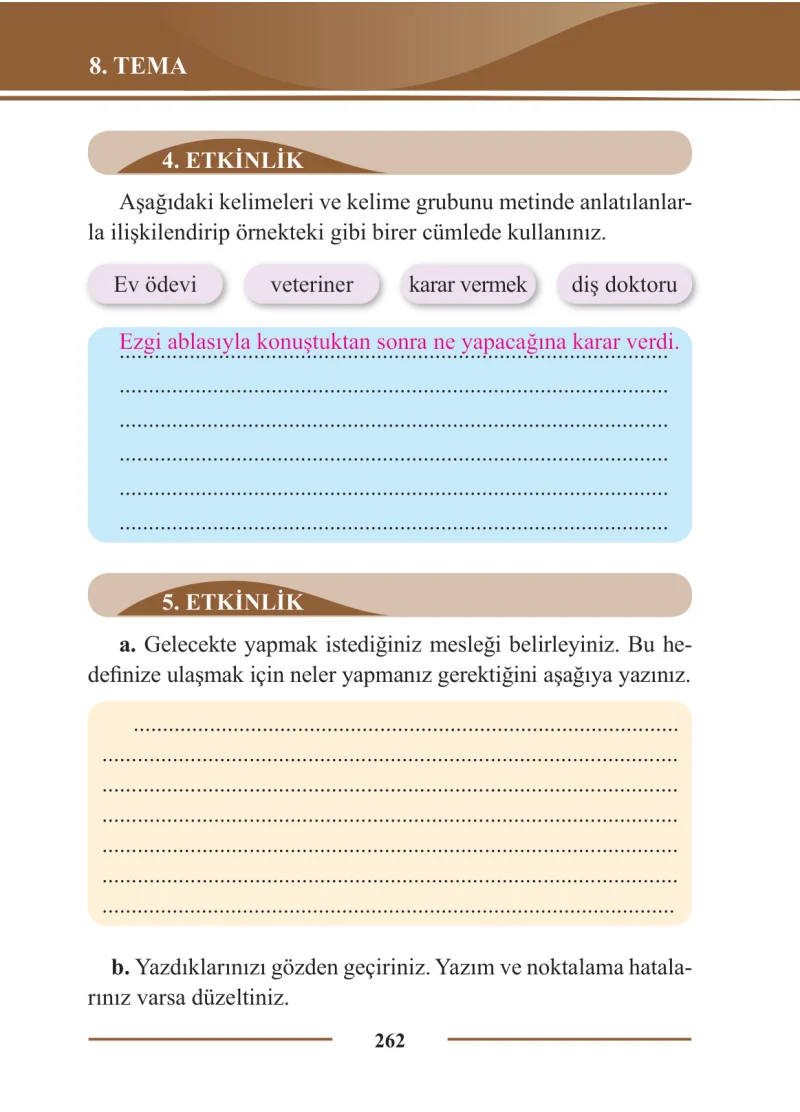 2. Sınıf Türkçe Ders Kitabı Cevapları Bilim ve Kültür Yayınları Sayfa 262