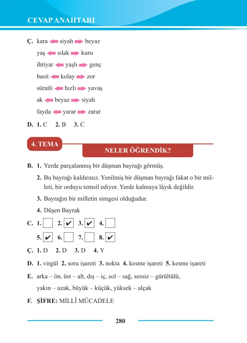 2. Sınıf Türkçe Ders Kitabı Cevapları Bilim ve Kültür Yayınları Sayfa 280