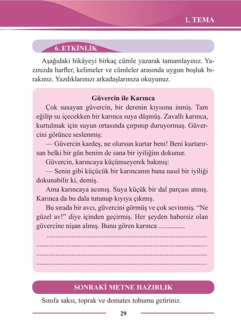 2. Sınıf Türkçe Ders Kitabı Cevapları Bilim ve Kültür Yayınları Sayfa 29