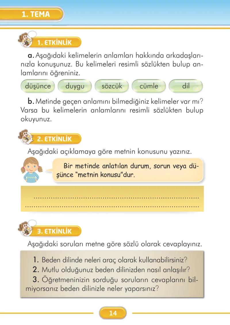 2. Sınıf Türkçe Ders Kitabı Cevapları İlke Yayınları Sayfa 14