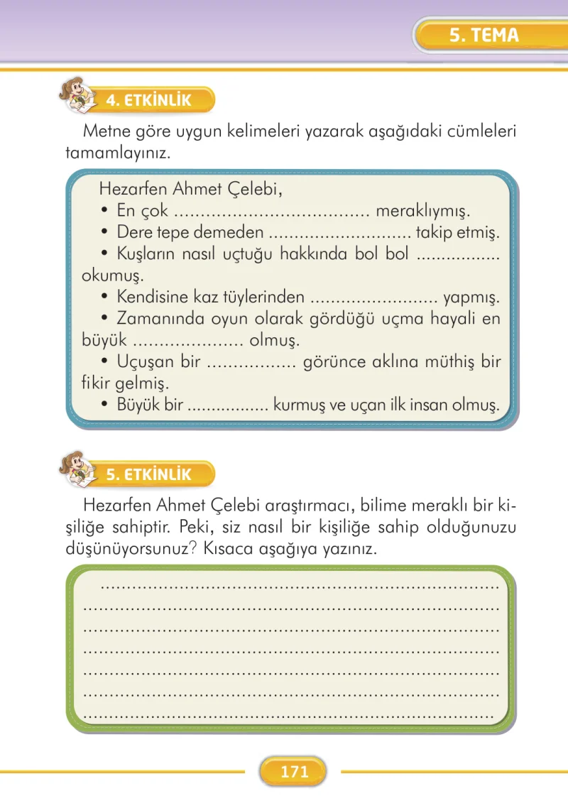 2. Sınıf Türkçe Ders Kitabı Cevapları İlke Yayınları Sayfa 171