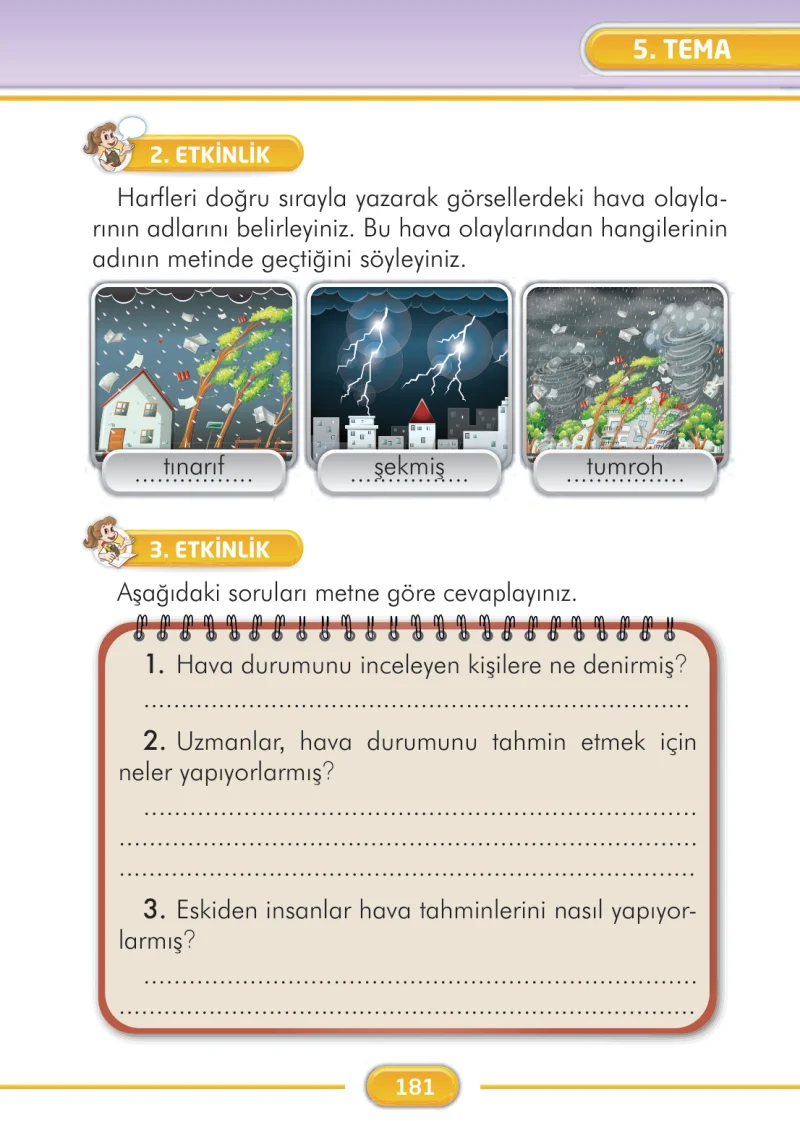 2. Sınıf Türkçe Ders Kitabı Cevapları İlke Yayınları Sayfa 181
