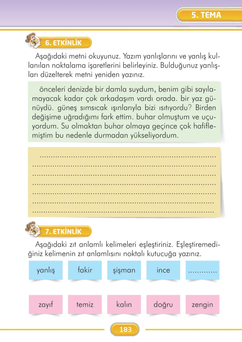 2. Sınıf Türkçe Ders Kitabı Cevapları İlke Yayınları Sayfa 183