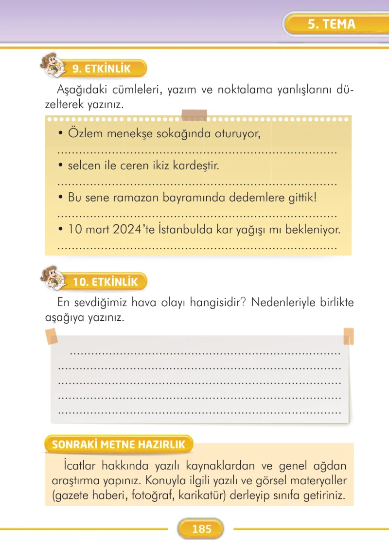 2. Sınıf Türkçe Ders Kitabı Cevapları İlke Yayınları Sayfa 185