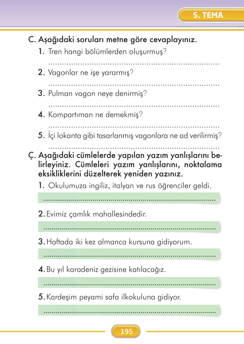 2. Sınıf Türkçe Ders Kitabı Cevapları İlke Yayınları Sayfa 195