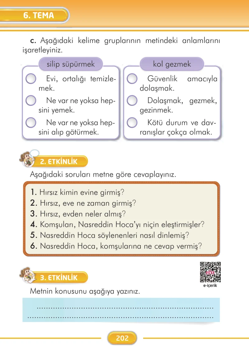 2. Sınıf Türkçe Ders Kitabı Cevapları İlke Yayınları Sayfa 202