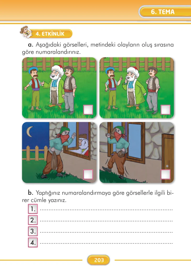 2. Sınıf Türkçe Ders Kitabı Cevapları İlke Yayınları Sayfa 203