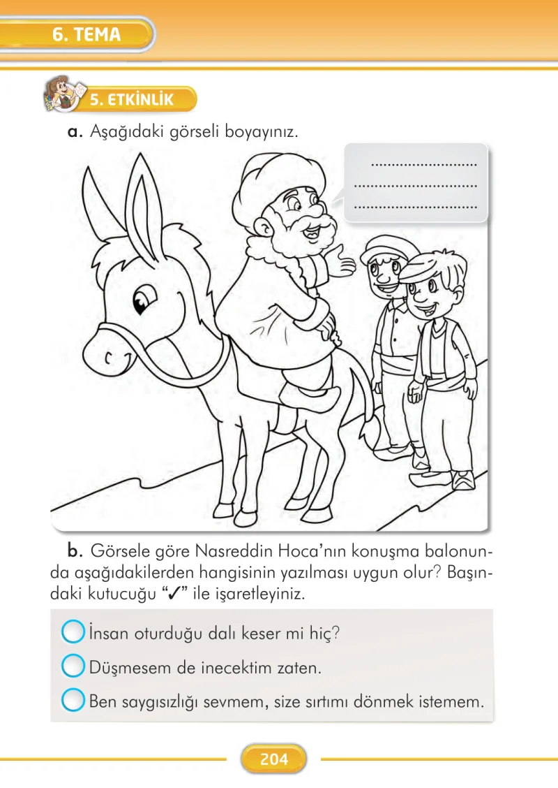 2. Sınıf Türkçe Ders Kitabı Cevapları İlke Yayınları Sayfa 204