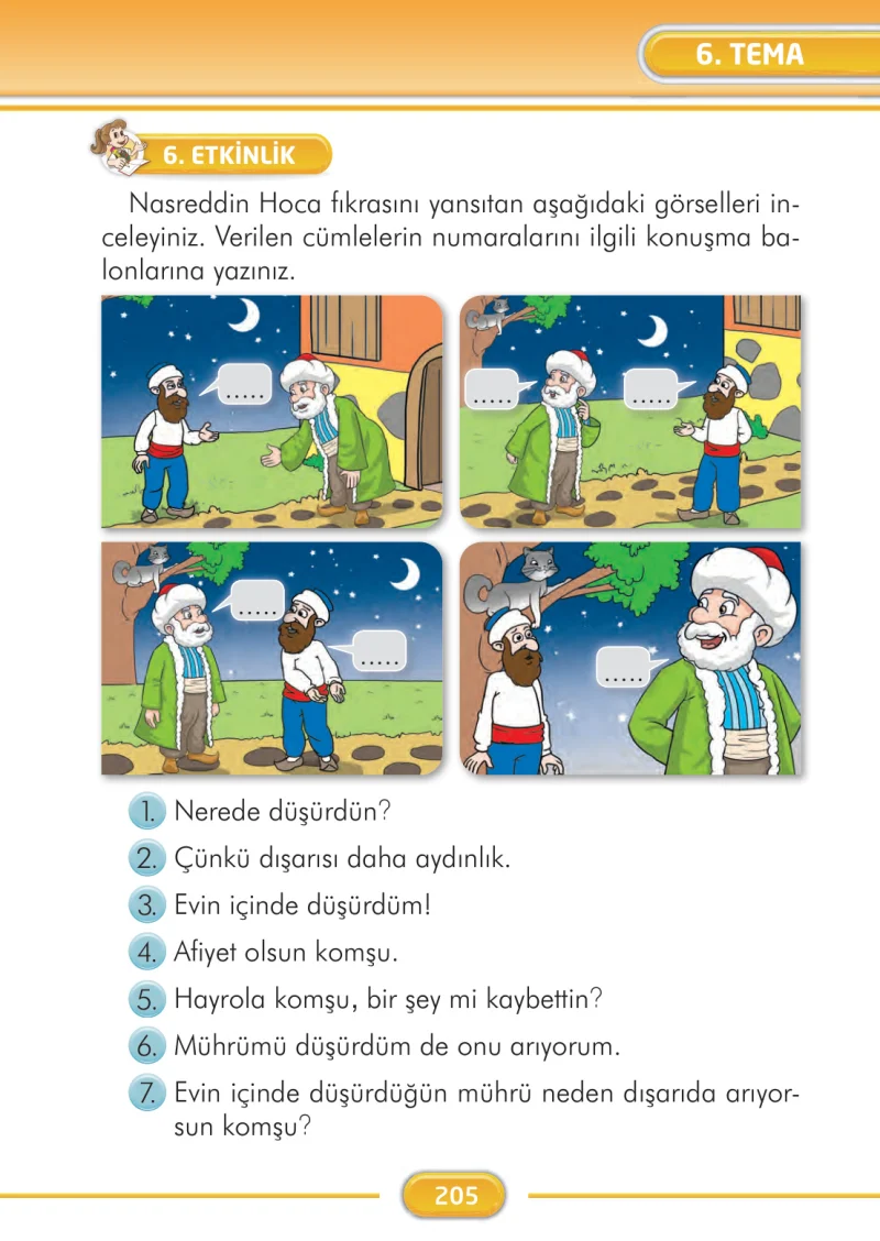 2. Sınıf Türkçe Ders Kitabı Cevapları İlke Yayınları Sayfa 205
