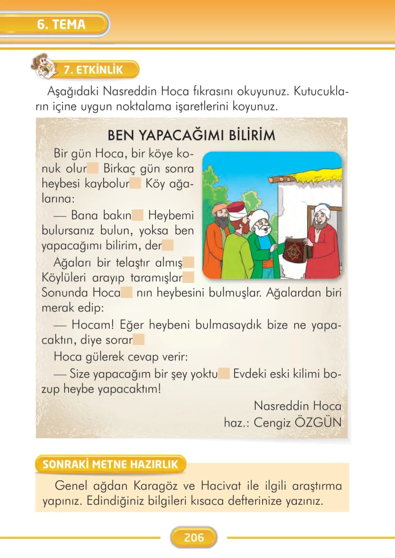2. Sınıf Türkçe Ders Kitabı Cevapları İlke Yayınları Sayfa 206