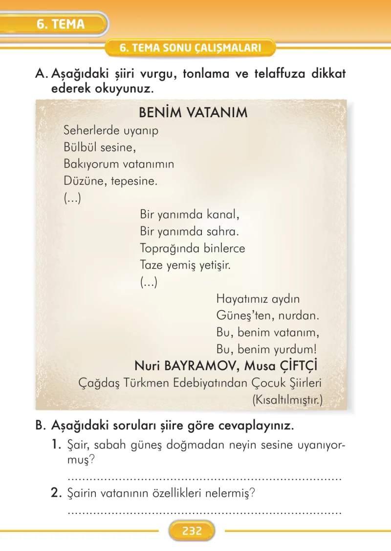 2. Sınıf Türkçe Ders Kitabı Cevapları İlke Yayınları Sayfa 232