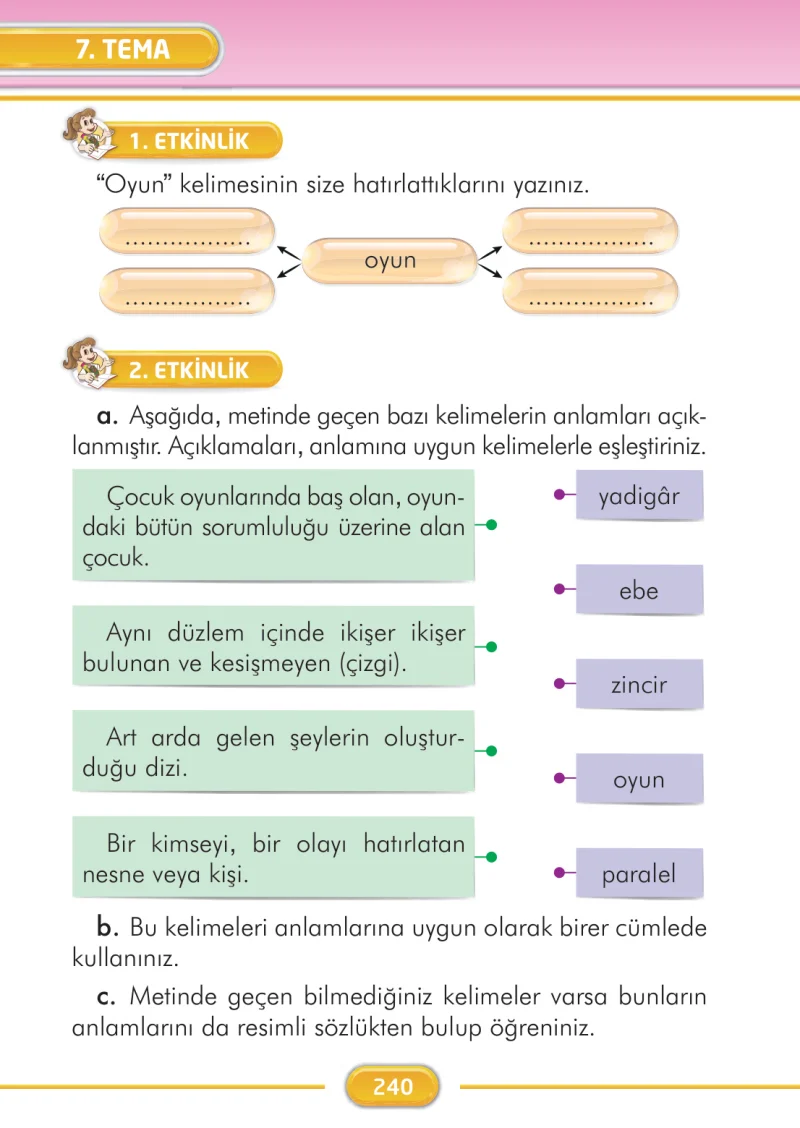 2. Sınıf Türkçe Ders Kitabı Cevapları İlke Yayınları Sayfa 240