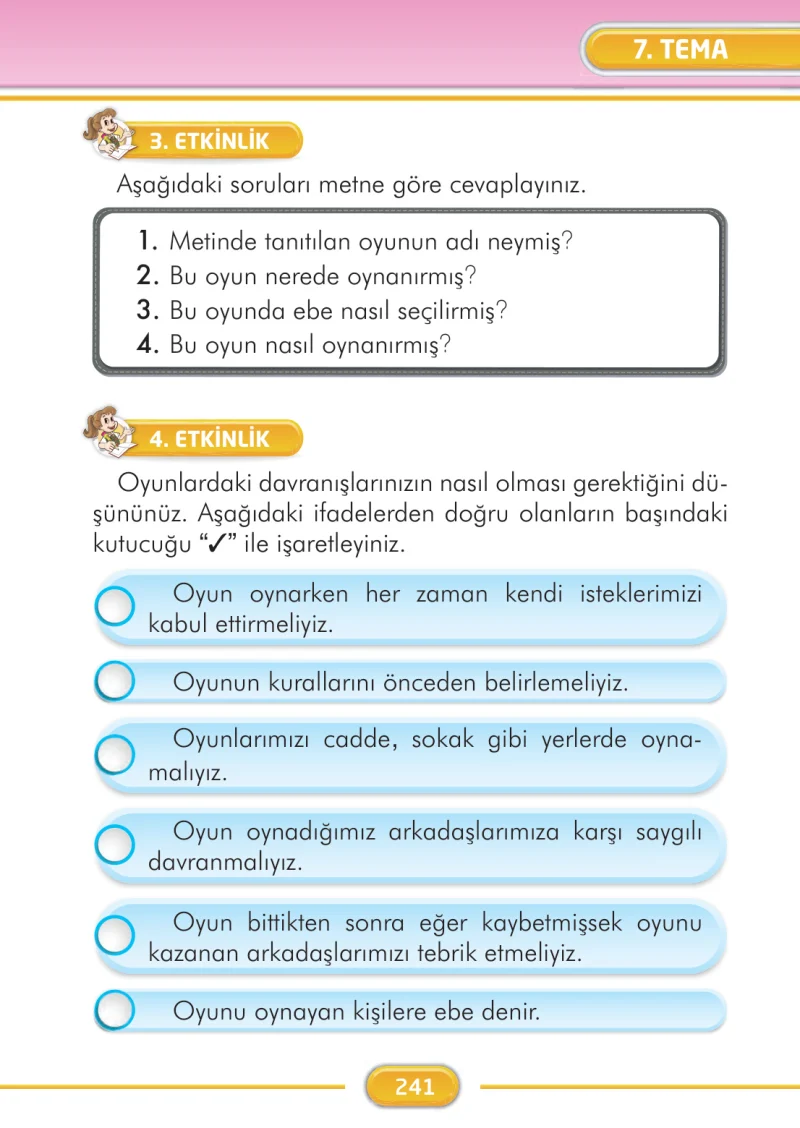 2. Sınıf Türkçe Ders Kitabı Cevapları İlke Yayınları Sayfa 241
