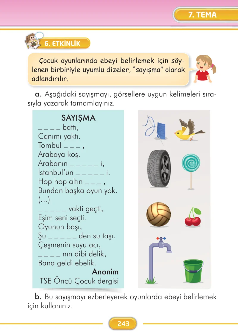 2. Sınıf Türkçe Ders Kitabı Cevapları İlke Yayınları Sayfa 243