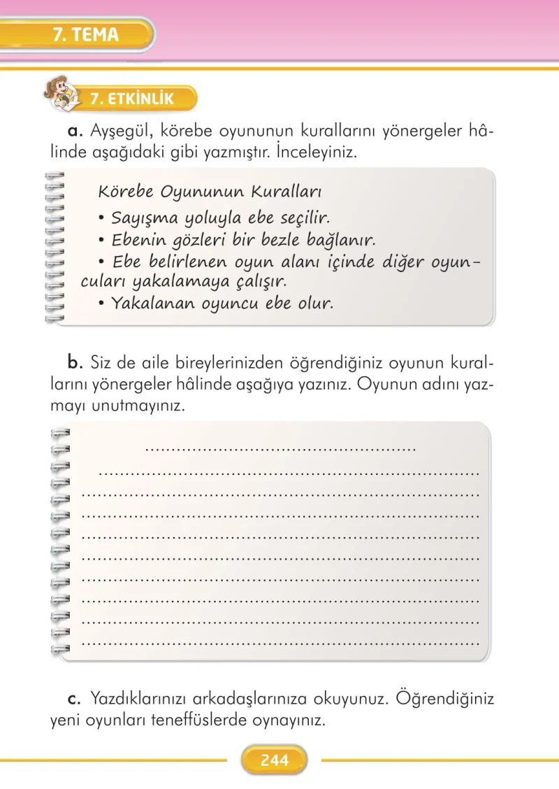 2. Sınıf Türkçe Ders Kitabı Cevapları İlke Yayınları Sayfa 244