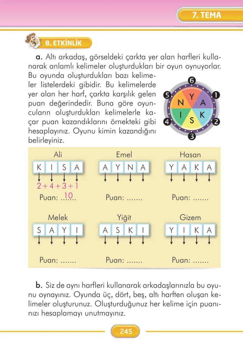 2. Sınıf Türkçe Ders Kitabı Cevapları İlke Yayınları Sayfa 245