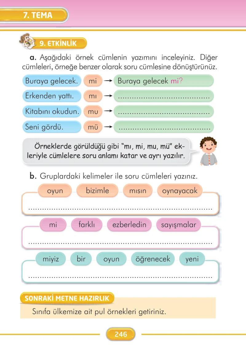 2. Sınıf Türkçe Ders Kitabı Cevapları İlke Yayınları Sayfa 246
