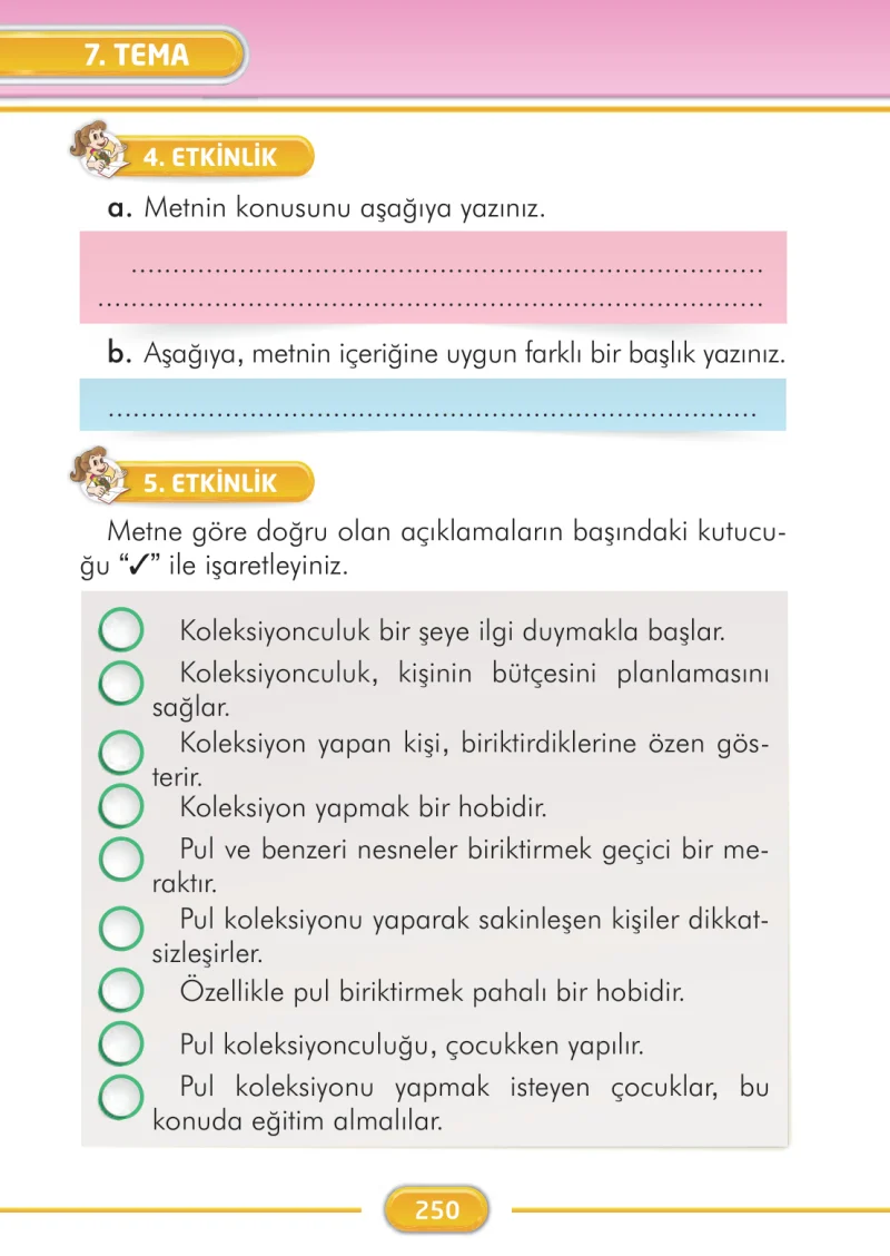 2. Sınıf Türkçe Ders Kitabı Cevapları İlke Yayınları Sayfa 250
