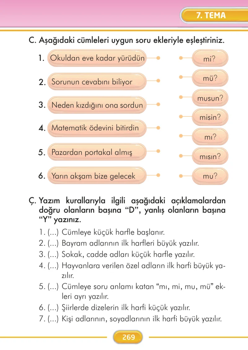 2. Sınıf Türkçe Ders Kitabı Cevapları İlke Yayınları Sayfa 269