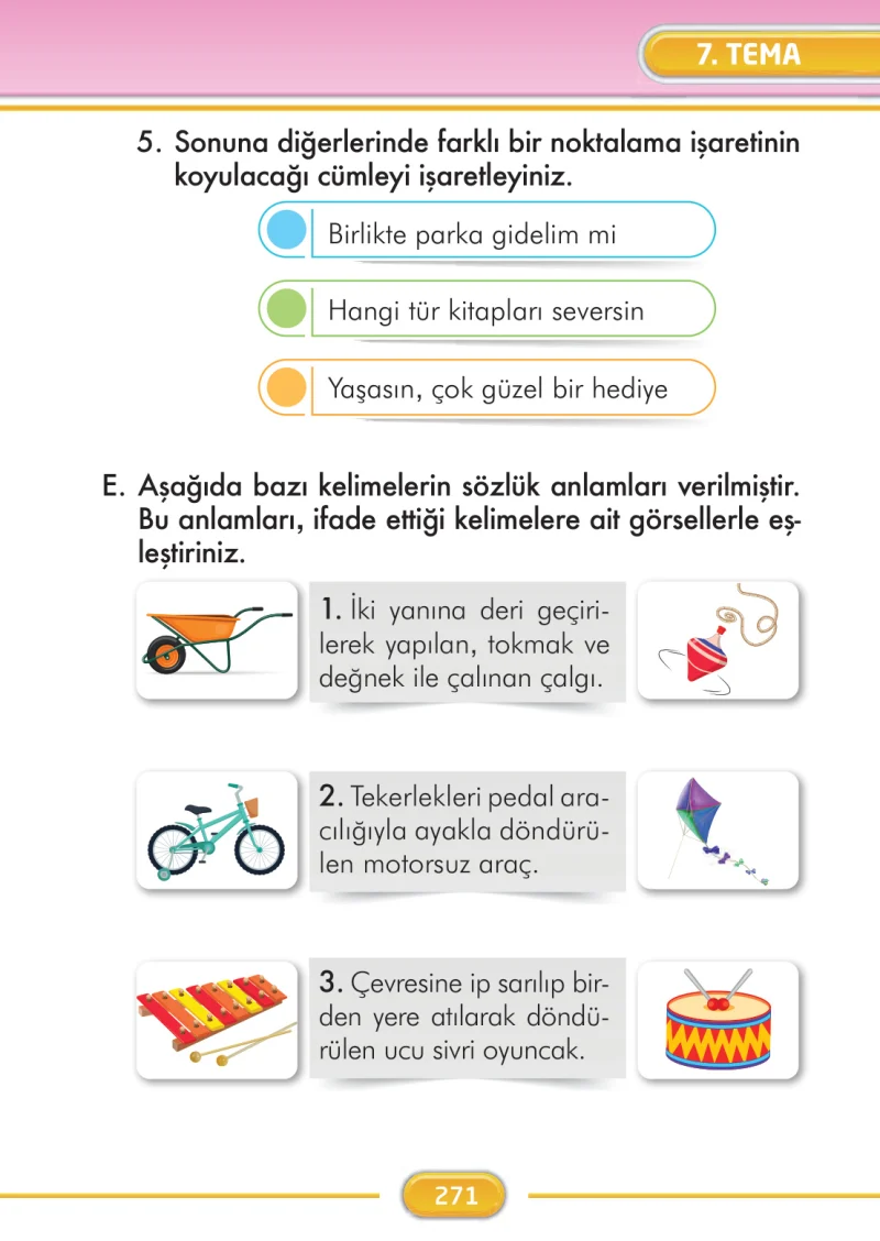 2. Sınıf Türkçe Ders Kitabı Cevapları İlke Yayınları Sayfa 271