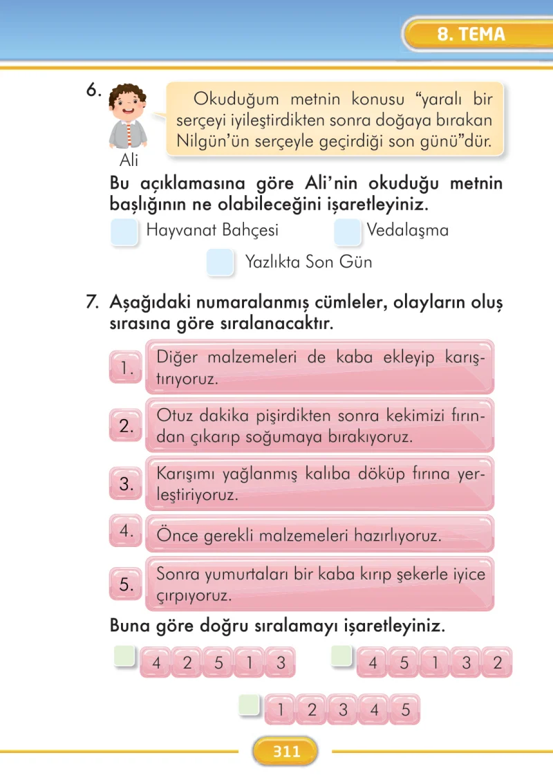 2. Sınıf Türkçe Ders Kitabı Cevapları İlke Yayınları Sayfa 311