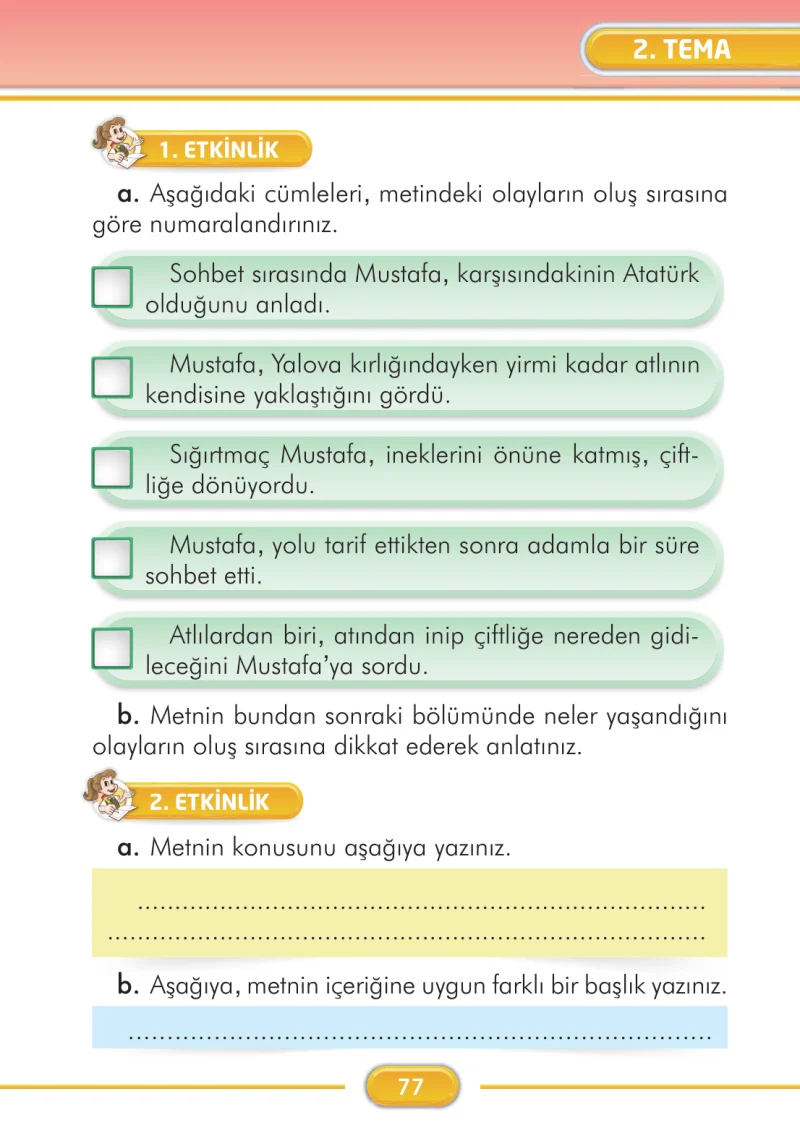2. Sınıf Türkçe Ders Kitabı Cevapları İlke Yayınları Sayfa 77