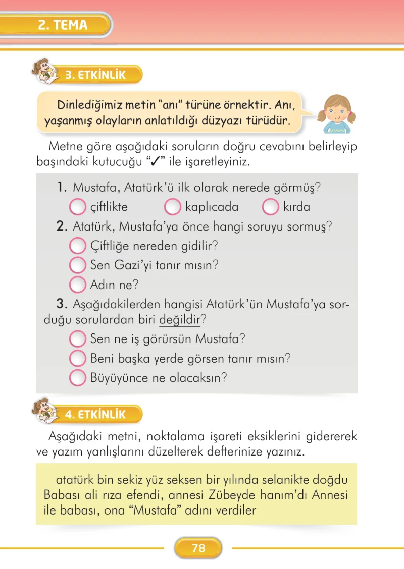 2. Sınıf Türkçe Ders Kitabı Cevapları İlke Yayınları Sayfa 78