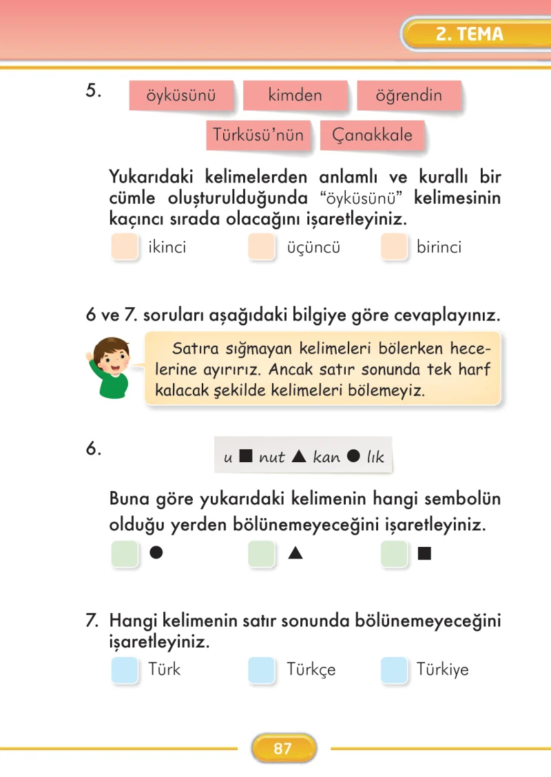 2. Sınıf Türkçe Ders Kitabı Cevapları İlke Yayınları Sayfa 87