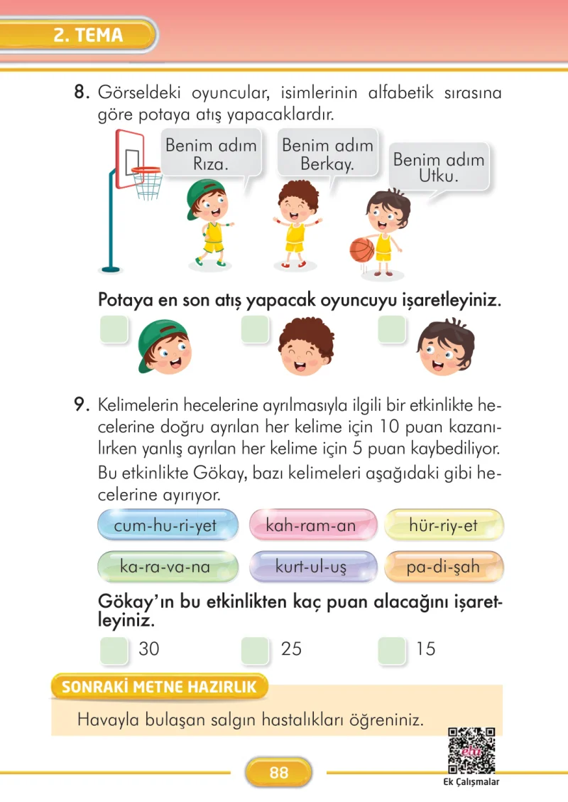 2. Sınıf Türkçe Ders Kitabı Cevapları İlke Yayınları Sayfa 88