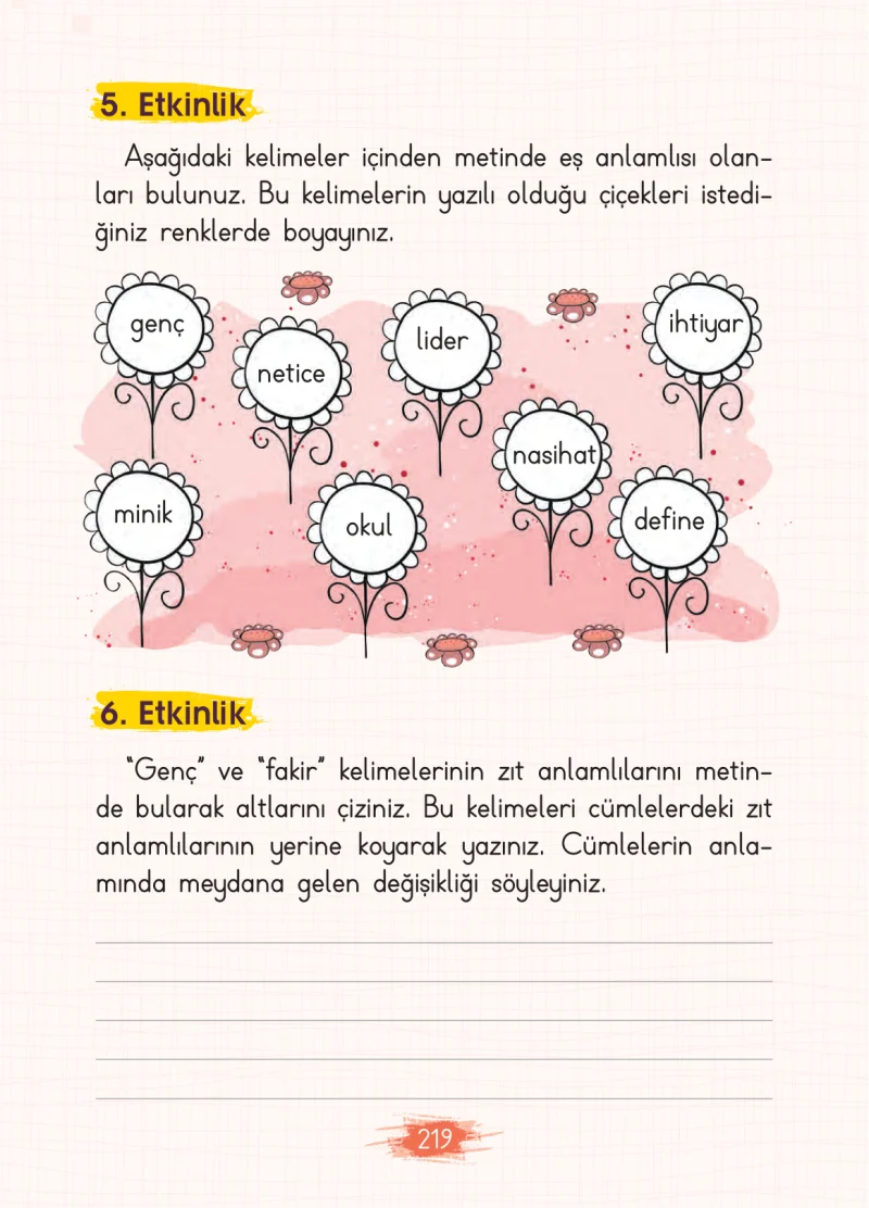 2. Sınıf Türkçe Ders Kitabı Cevapları Koza Yayınları Sayfa 219