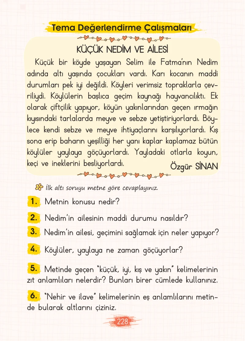 2. Sınıf Türkçe Ders Kitabı Cevapları Koza Yayınları Sayfa 228