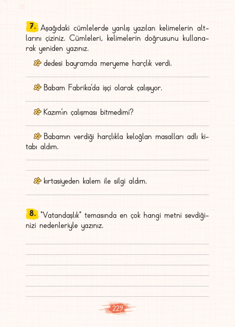 2. Sınıf Türkçe Ders Kitabı Cevapları Koza Yayınları Sayfa 229