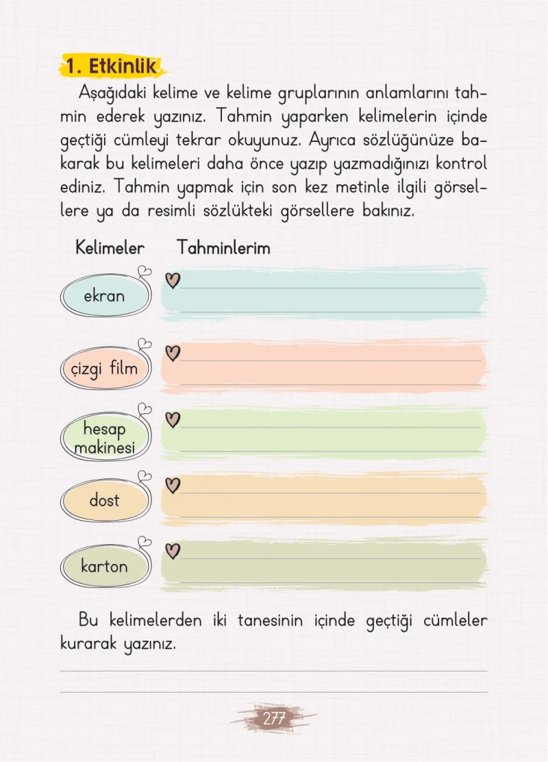 2. Sınıf Türkçe Ders Kitabı Cevapları Koza Yayınları Sayfa 277