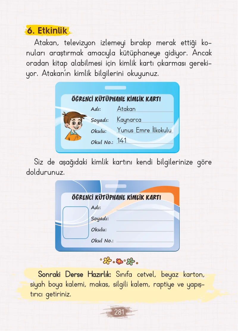 2. Sınıf Türkçe Ders Kitabı Cevapları Koza Yayınları Sayfa 281