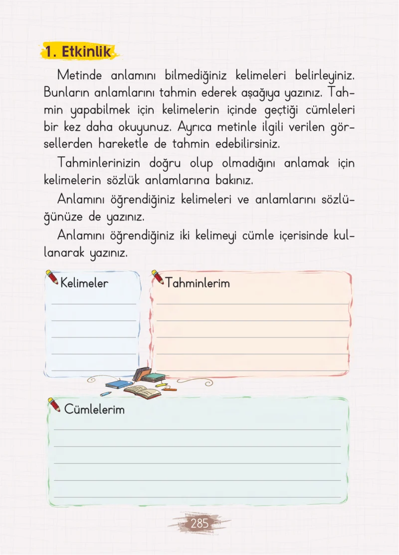 2. Sınıf Türkçe Ders Kitabı Cevapları Koza Yayınları Sayfa 285