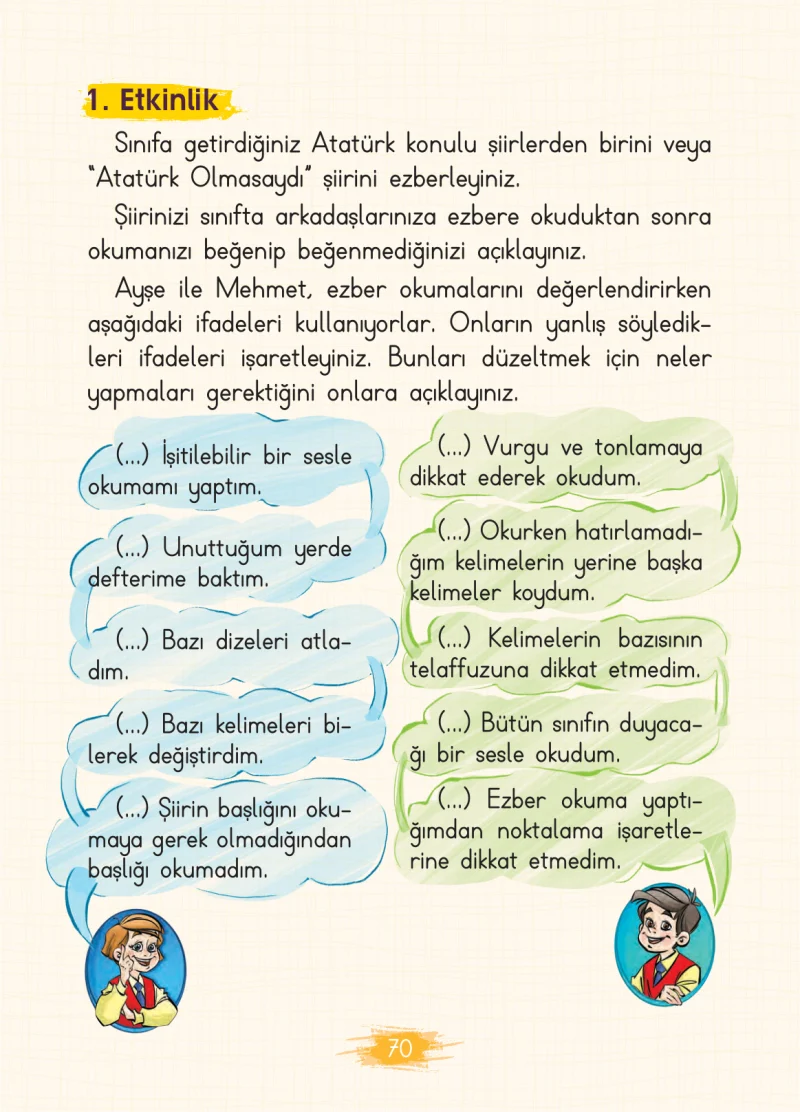 2. Sınıf Türkçe Ders Kitabı Cevapları Koza Yayınları Sayfa 70