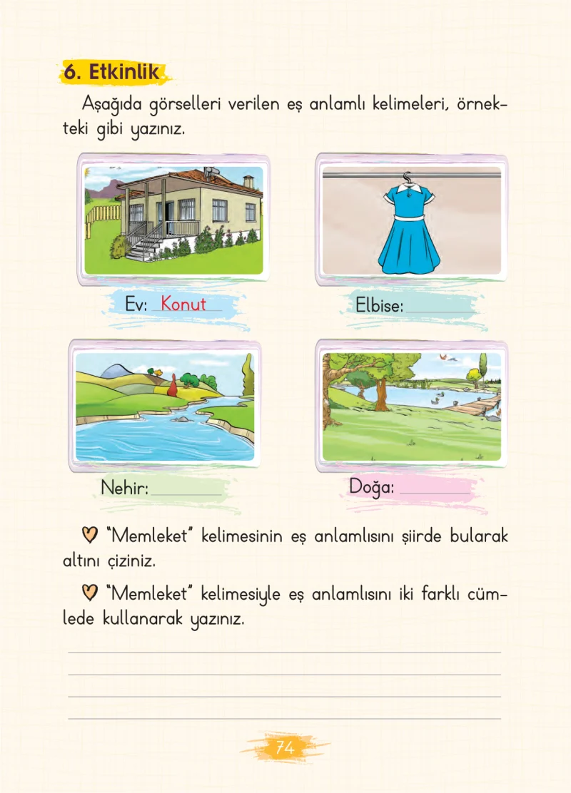 2. Sınıf Türkçe Ders Kitabı Cevapları Koza Yayınları Sayfa 74
