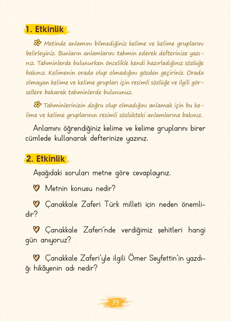 2. Sınıf Türkçe Ders Kitabı Cevapları Koza Yayınları Sayfa 79