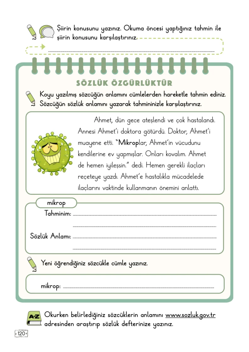 2. Sınıf Türkçe Ders Kitabı Cevapları Meb Yayınları 1. Kitap Sayfa 120