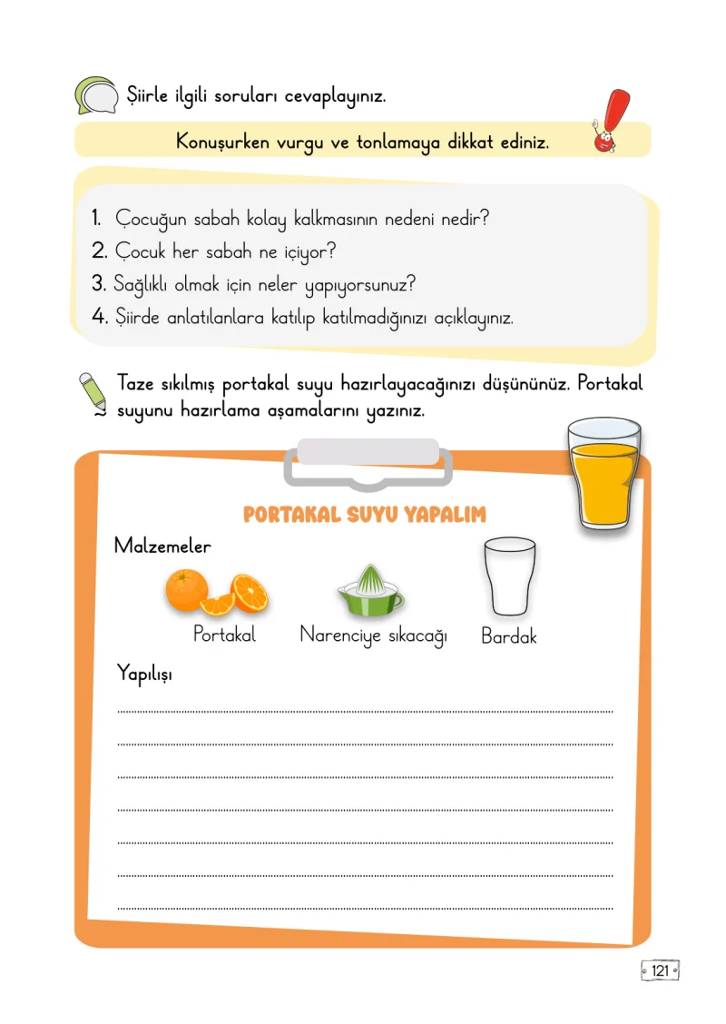 2. Sınıf Türkçe Ders Kitabı Cevapları Meb Yayınları 1. Kitap Sayfa 121